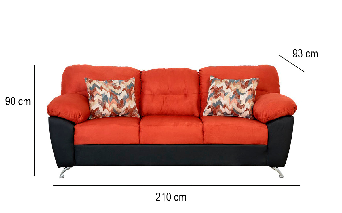 Sofá Polonia de 3 Plazas con Cojines Decorativos