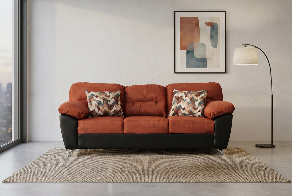 Sofá Polonia de 3 Plazas con Cojines Decorativos