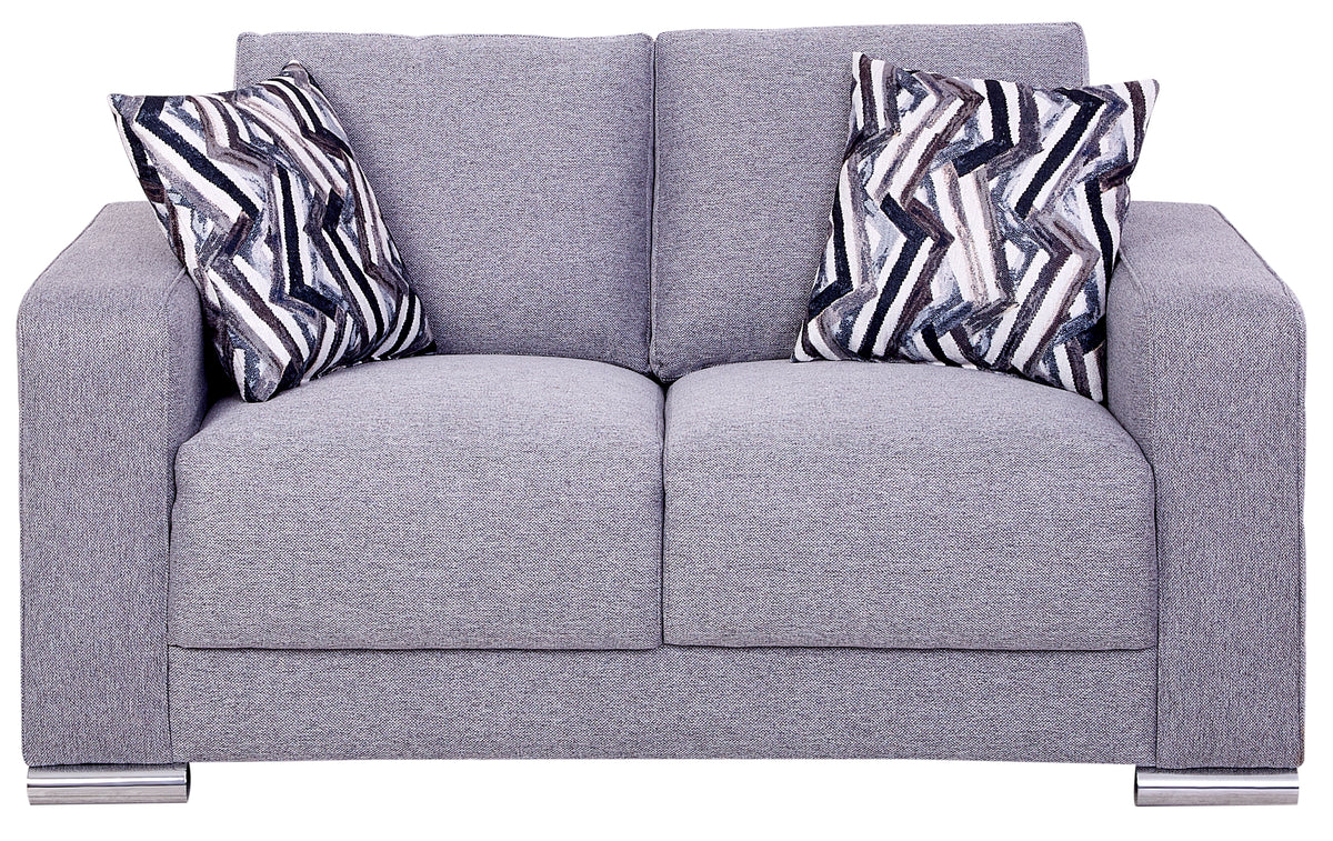 Love Seat Angy de 2 Plazas en Tela Gris con Cojines Decorativos