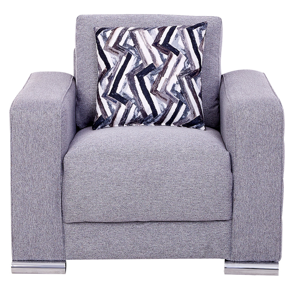 Sillón Angy Individual Tela Gris con Cojin Decorativo