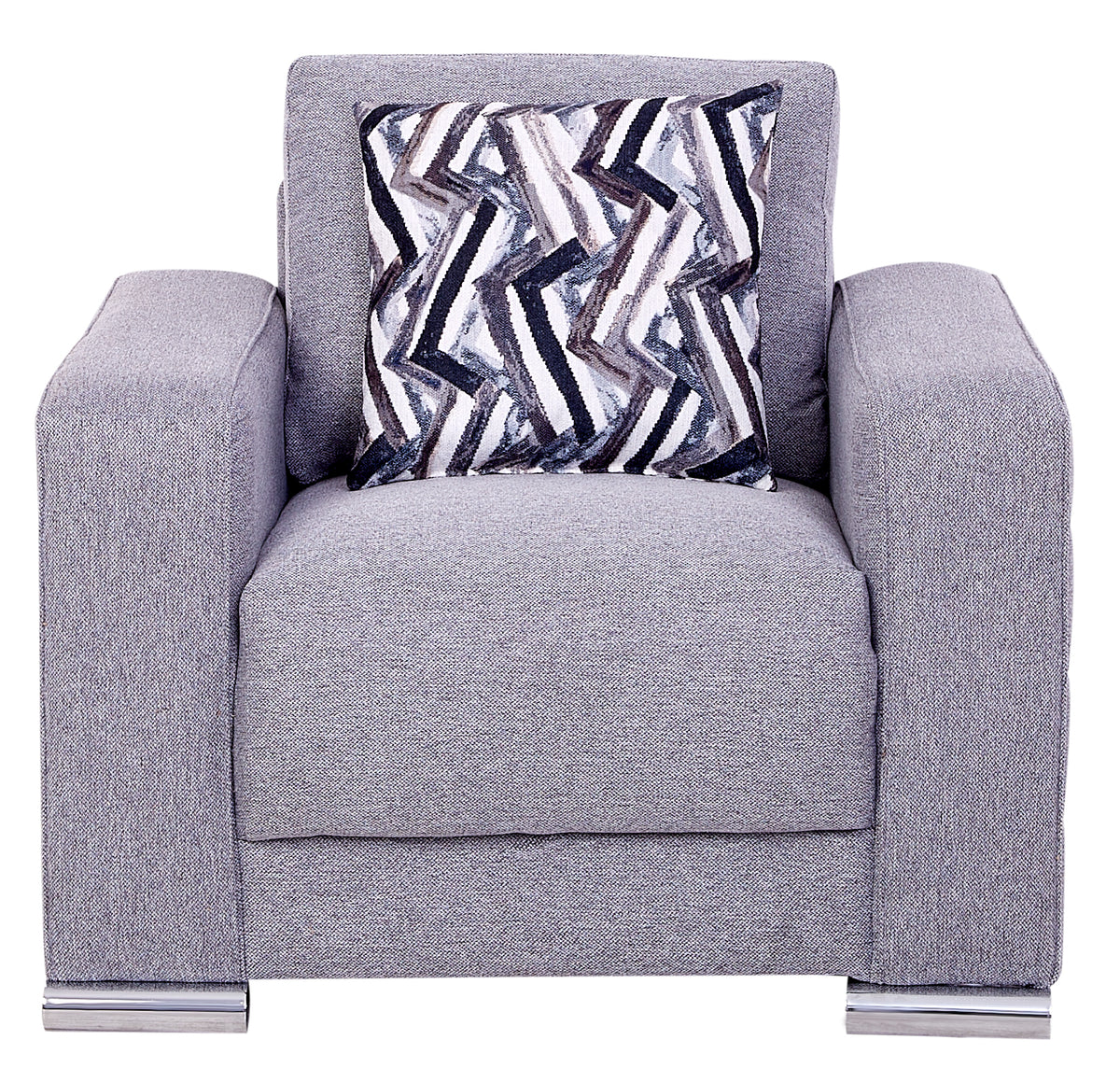 Sillón Angy Individual Tela Gris con Cojin Decorativo